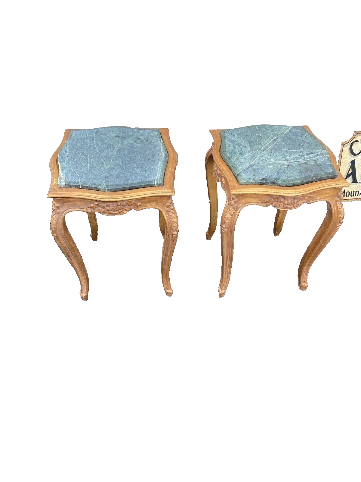 64825 Pair Marble Top Lamp Table Stand s