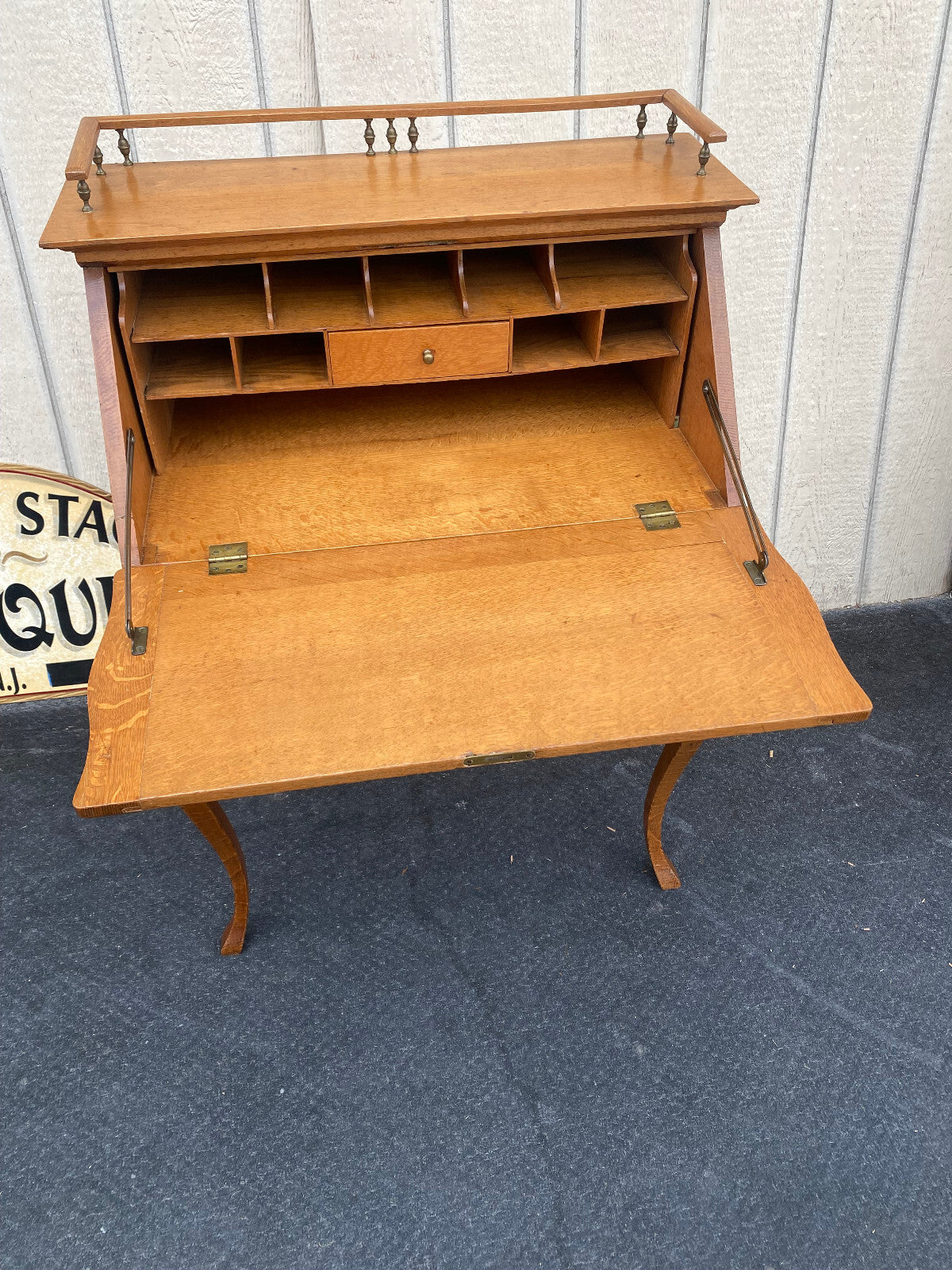 64479   Antique Victorian Oak Slantfront Office Desk
