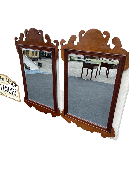 65364 Pair WELLINGTON HALL Solid Mahogany Chippendale Mirror s