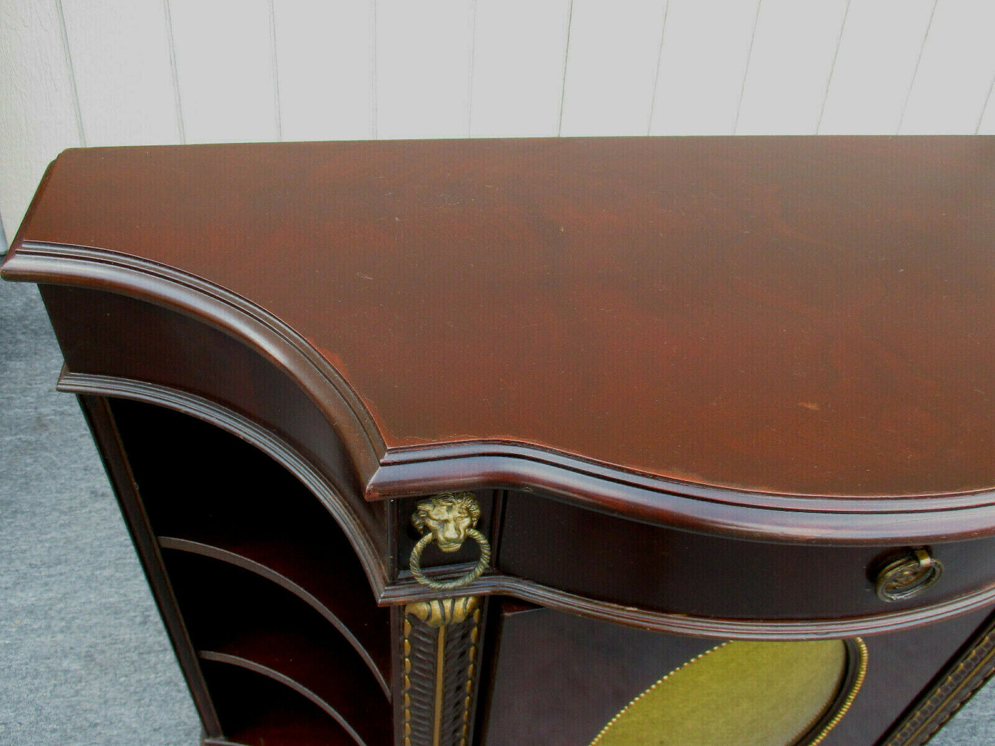 62447 Mahogany Credenza Sideboard Server Cabinet with Gold Mirrored Insert