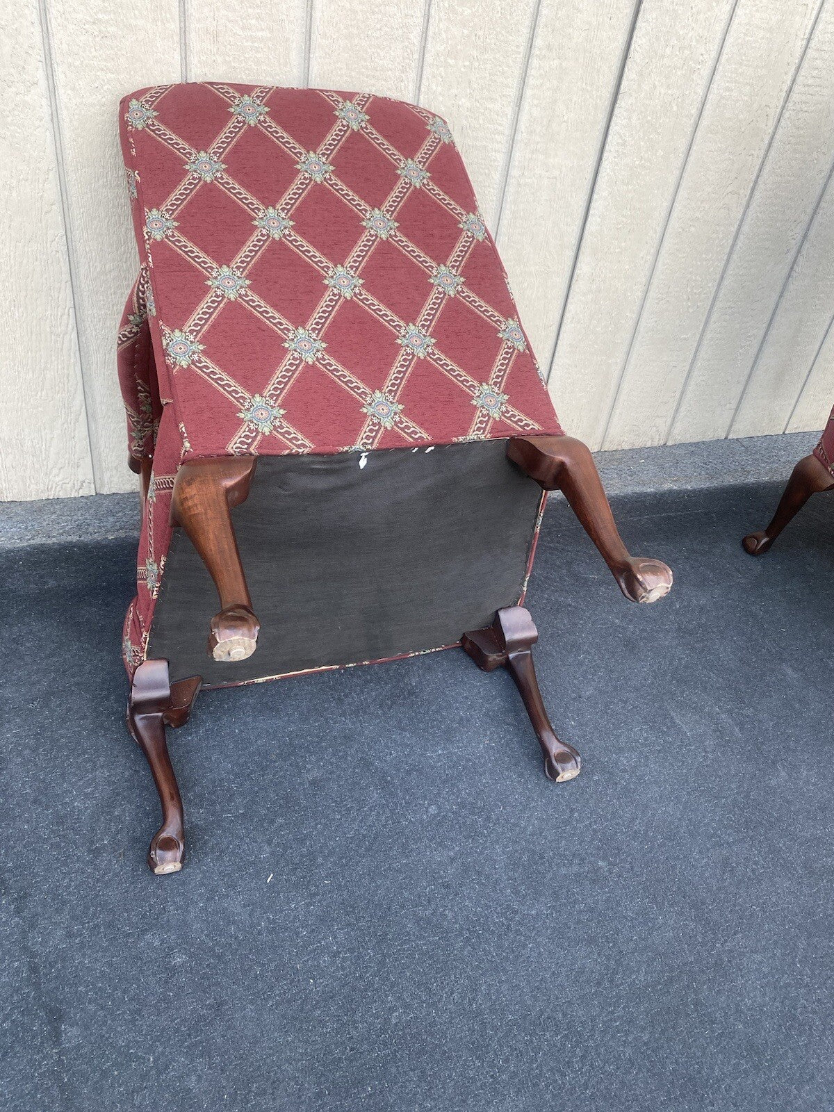 64633 Pair PARKER SOUTHERN  Ball and Claw Foot Burgundy Armchairs