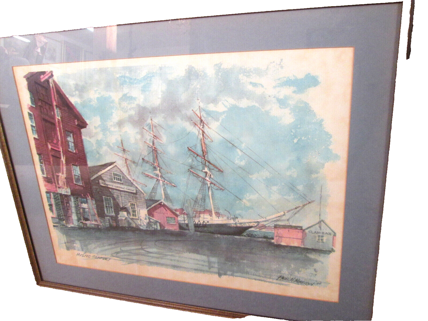 58653 Pair of Ship Watercolor Framed Prints by PAUL N NORTON SEA Scape