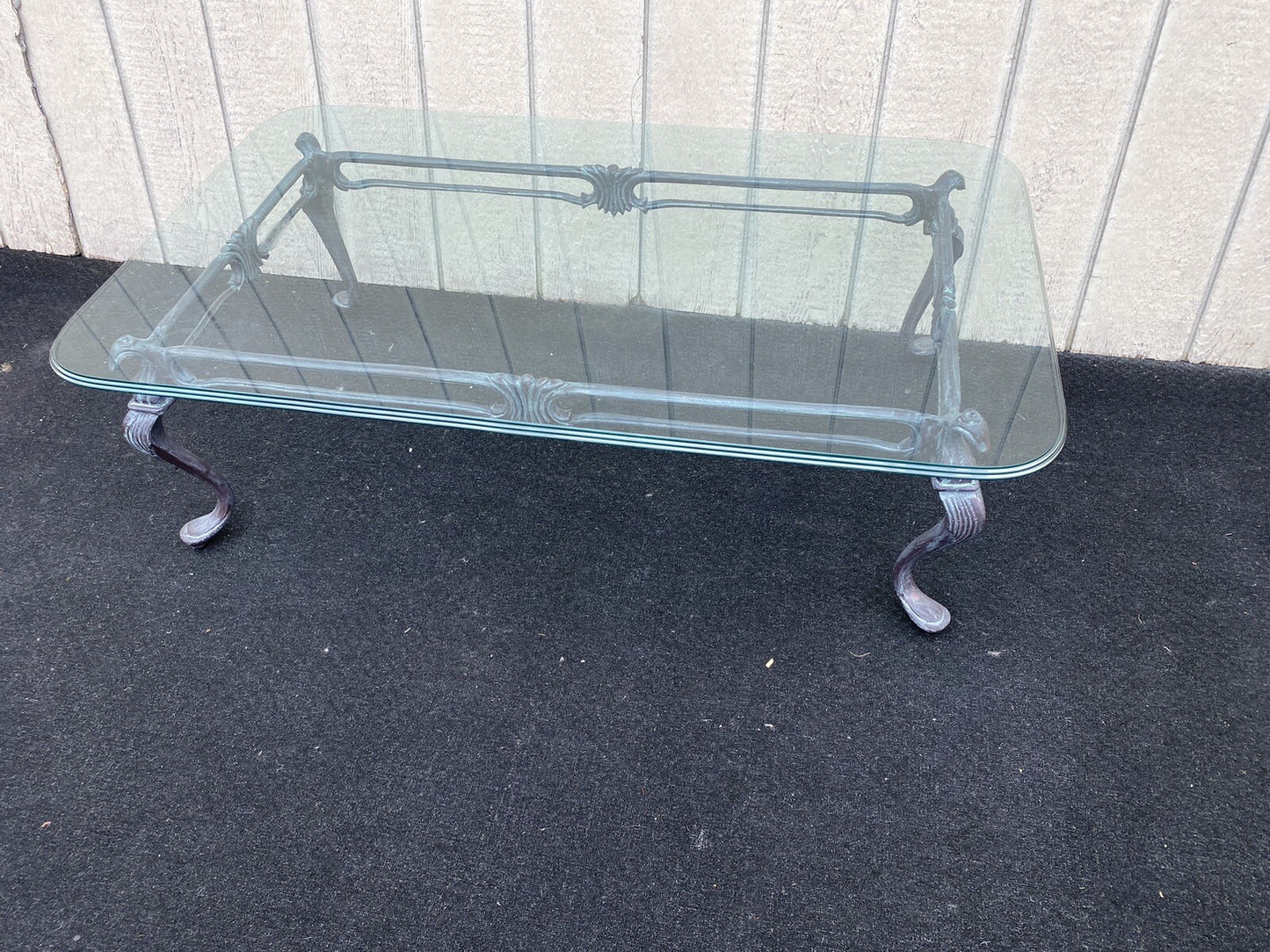 65901 Quality Bird Figural Glass Top Coffee Table