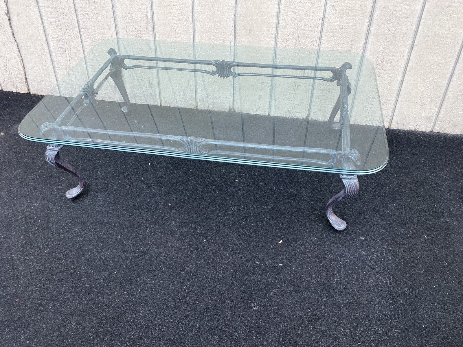 65901 Quality Bird Figural Glass Top Coffee Table