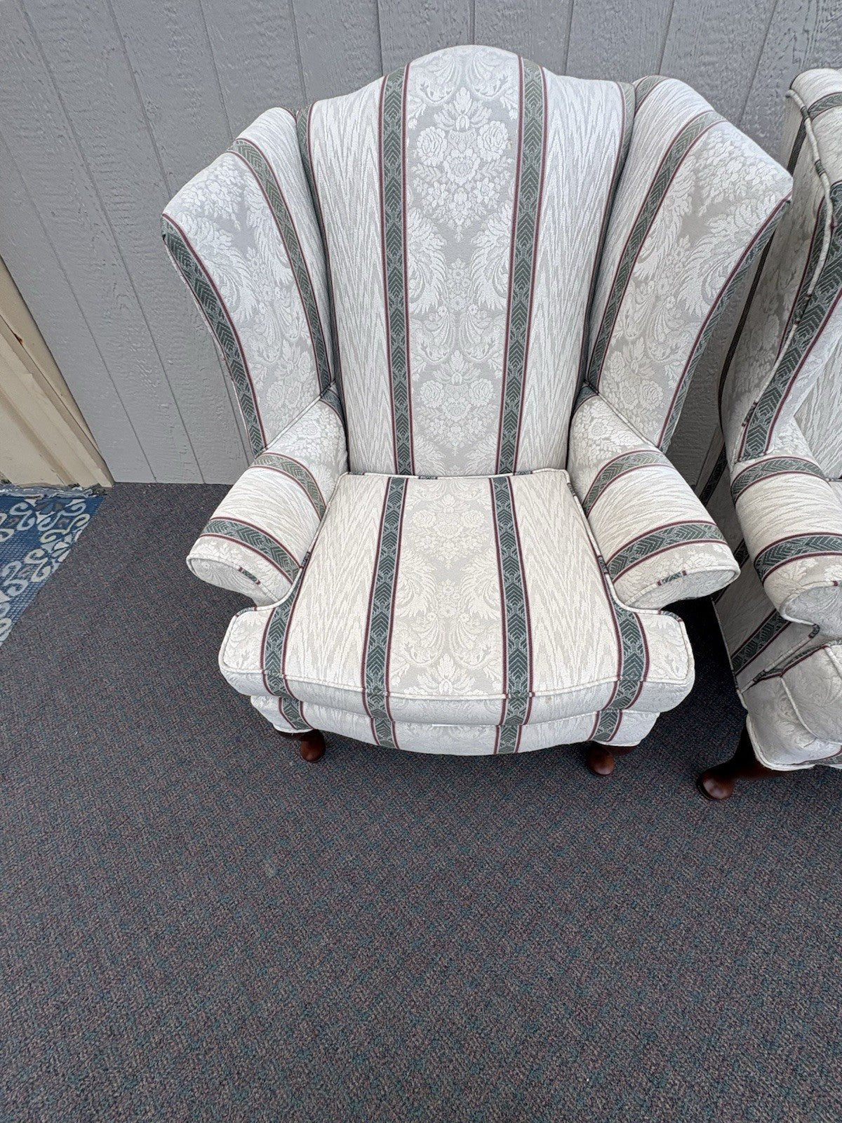 67035 Pair Oak Ridge Queen Anne Wing Chair s