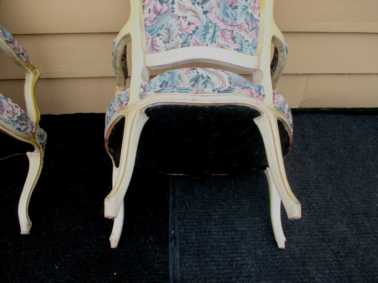 50924 Pair French Country Style Bergere Armchair Chairs 