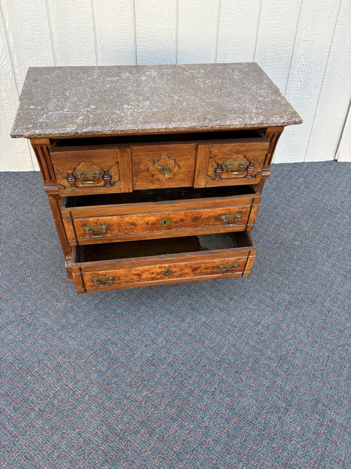 67115 Antique Victorian Walnut Washstand Dresser Chest