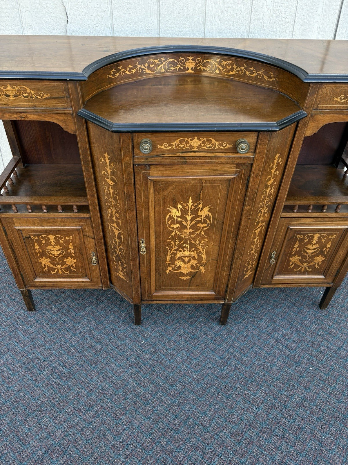 67017 Inlaid Victorian Buffet Sideboard Server Cabinet