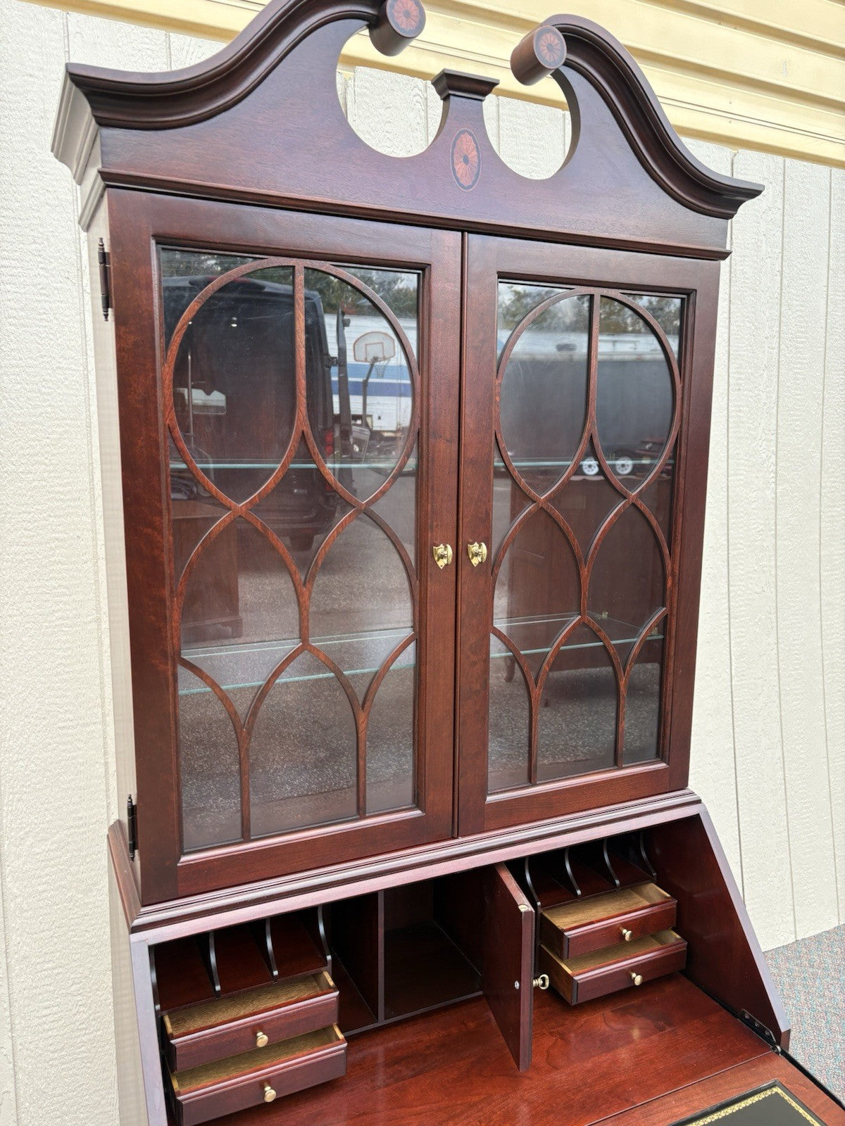 67138 JASPER Furniture Inlaid Secretary Desk w/ Bookcase Top