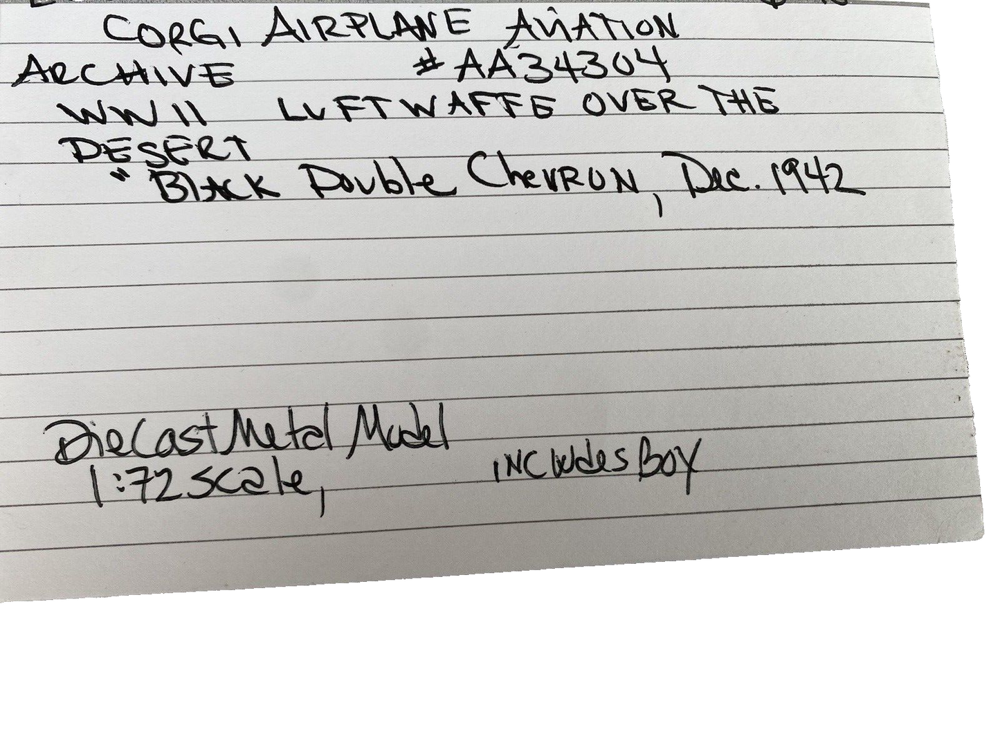 ES 22: CORGI DIECAST  Military Plane AA34304 WWII Luftwaffe over the Desert 1:72