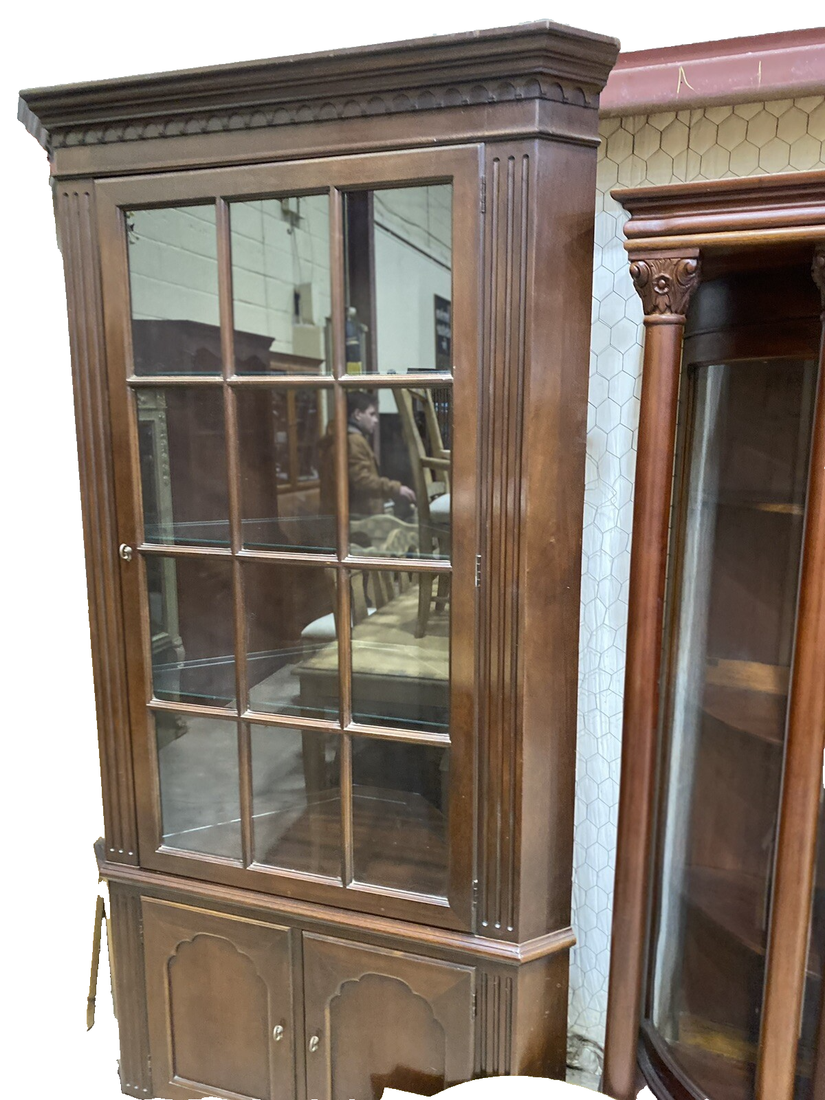 65051 Custom Hand Made Mahogany Corner China Cabinet Curio