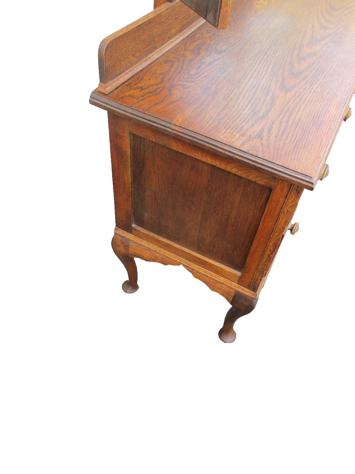 64242 Oak Vanity Desk with Tri-fold Mirrors
