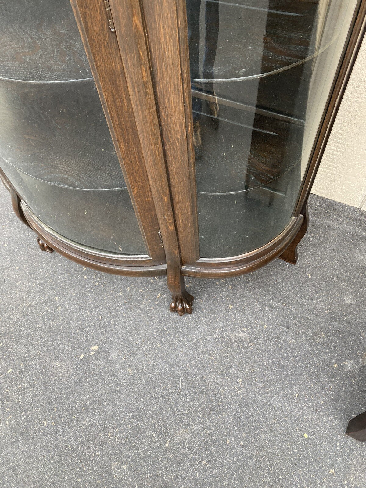 65261  Oak Victorian  Bow Glass China Cabinet Curio