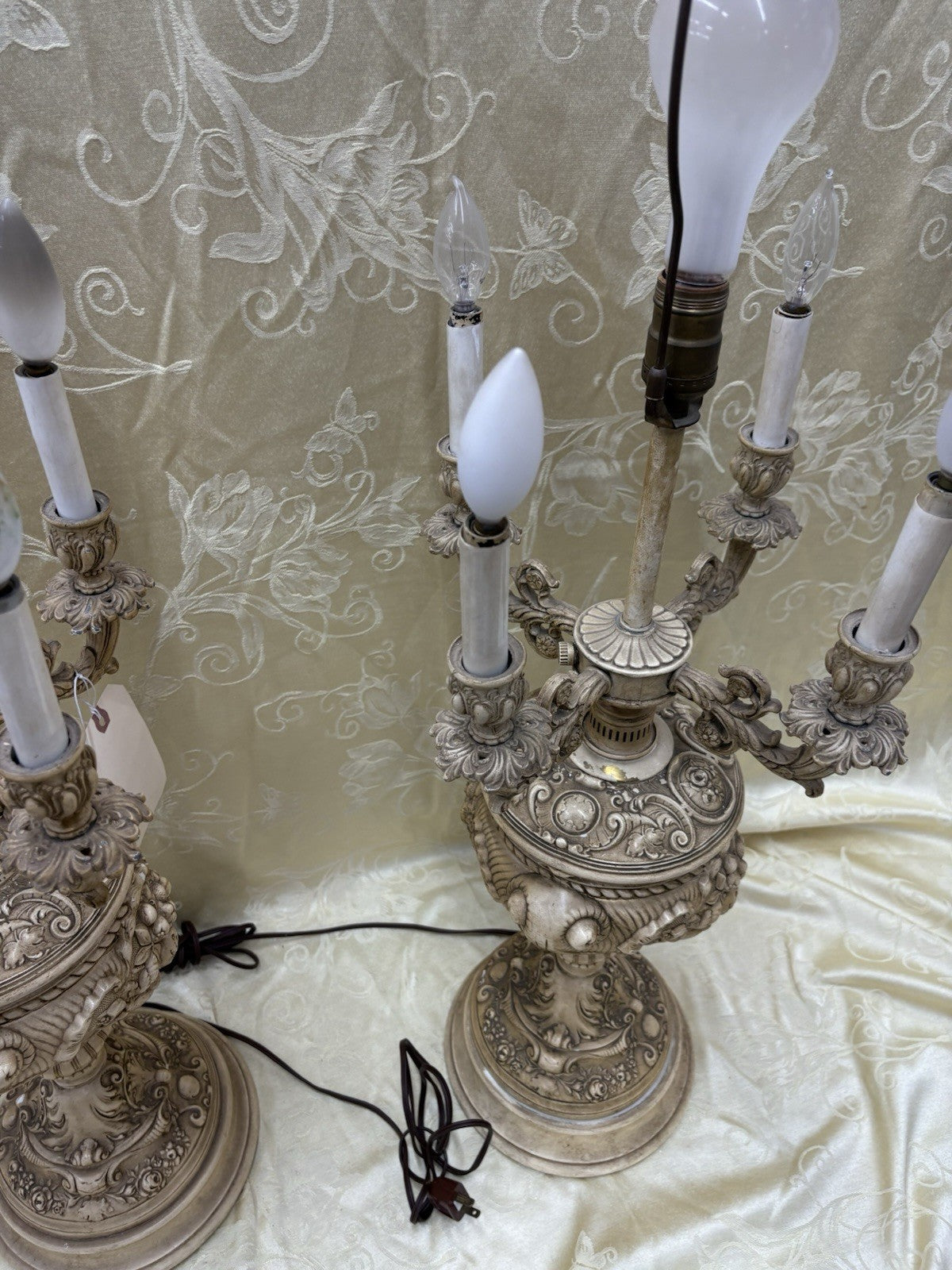 55229 Pair Fancy Mid Century Candelabra Table Lamps 