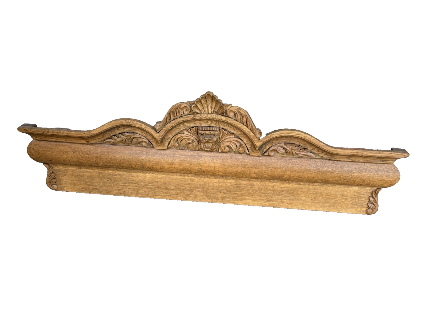 66918   Antique Victorian Oak Hand Carved Backsplash with Lion Head