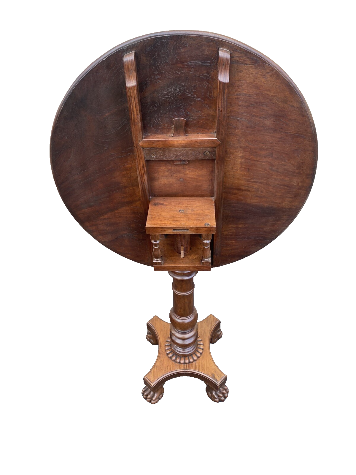 66045   Antique Victorian  Inlaid Tilt Top Lamp Table Stand