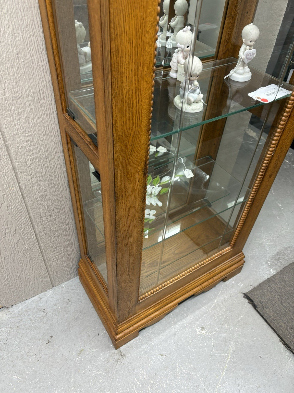 62458 Etched Glass Oak Curio China Cabinet