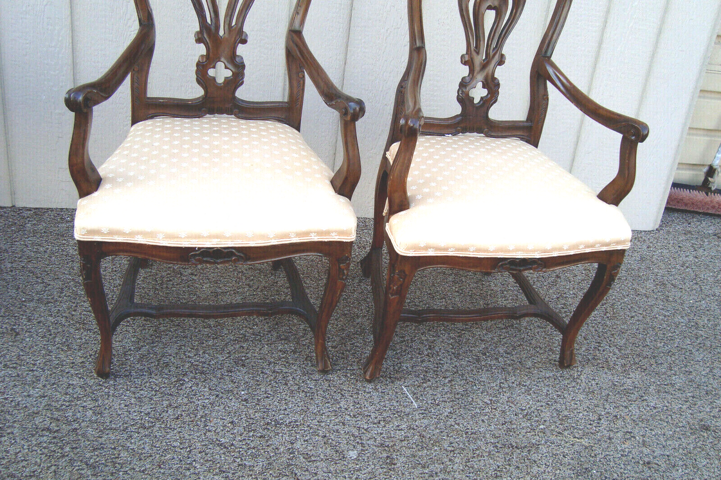 59853  Pair Custom Made French Country Armchairs Dining Chairs