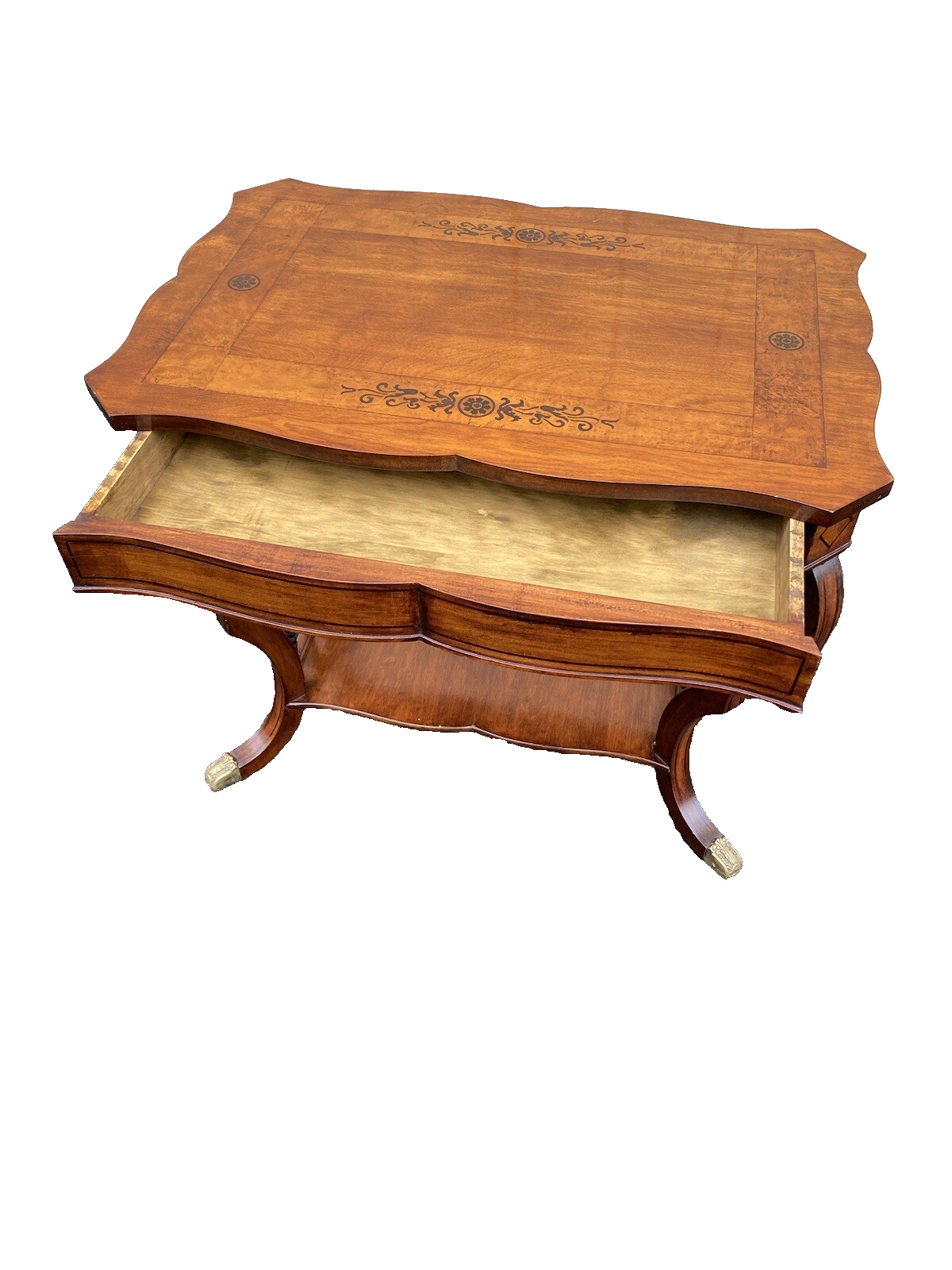 64857 CUSTOM Made Inlaid Table with Drawer