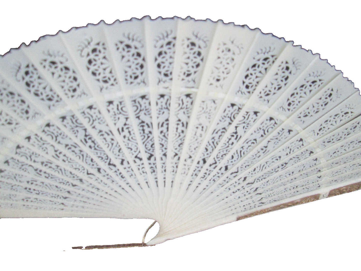 COL CW:    Decorative Celluloid Pierced Carved Fan in Frame