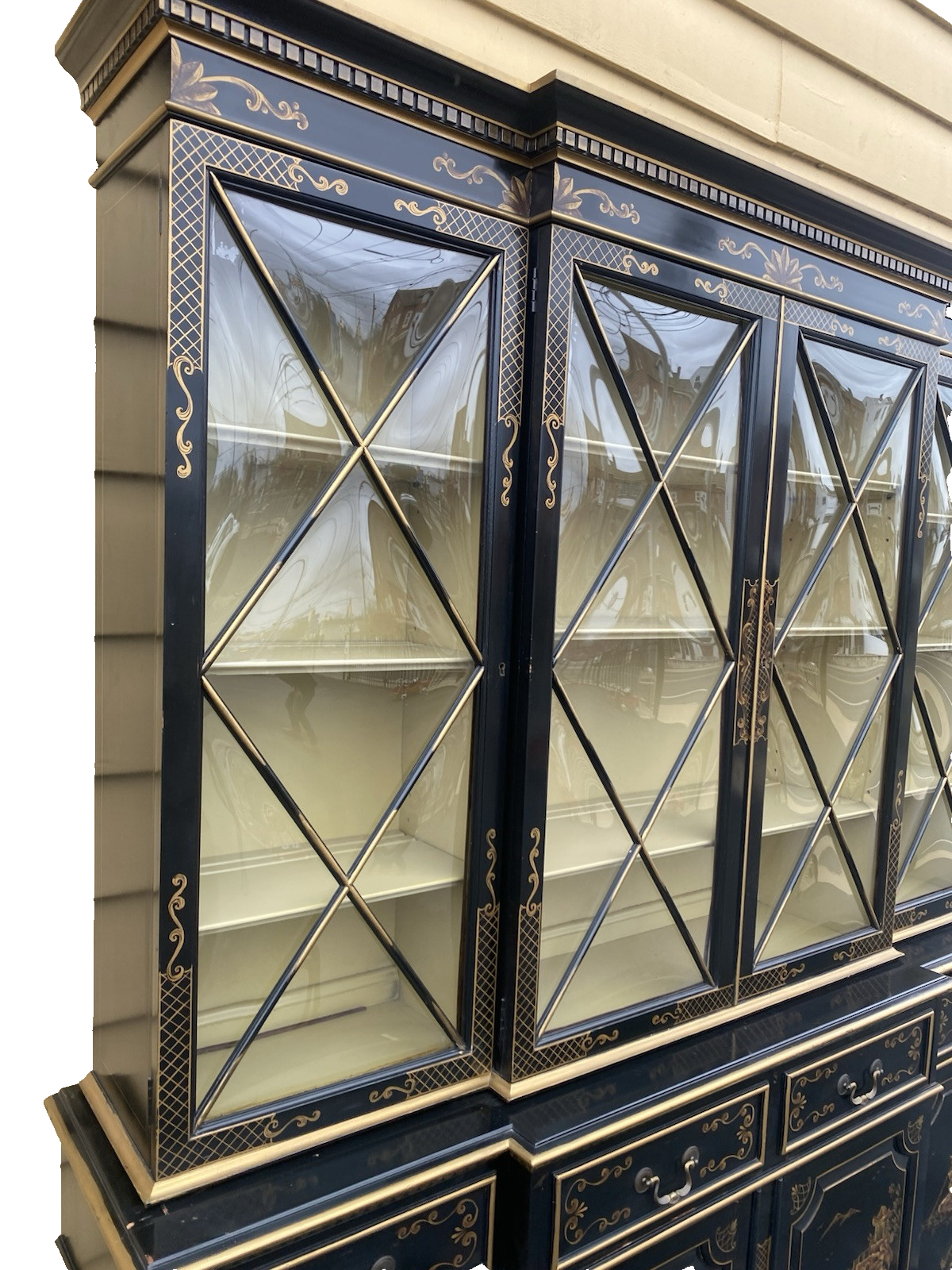 65944 Oriental KEN HILL Furniture Breakfront China Cabinet Curio