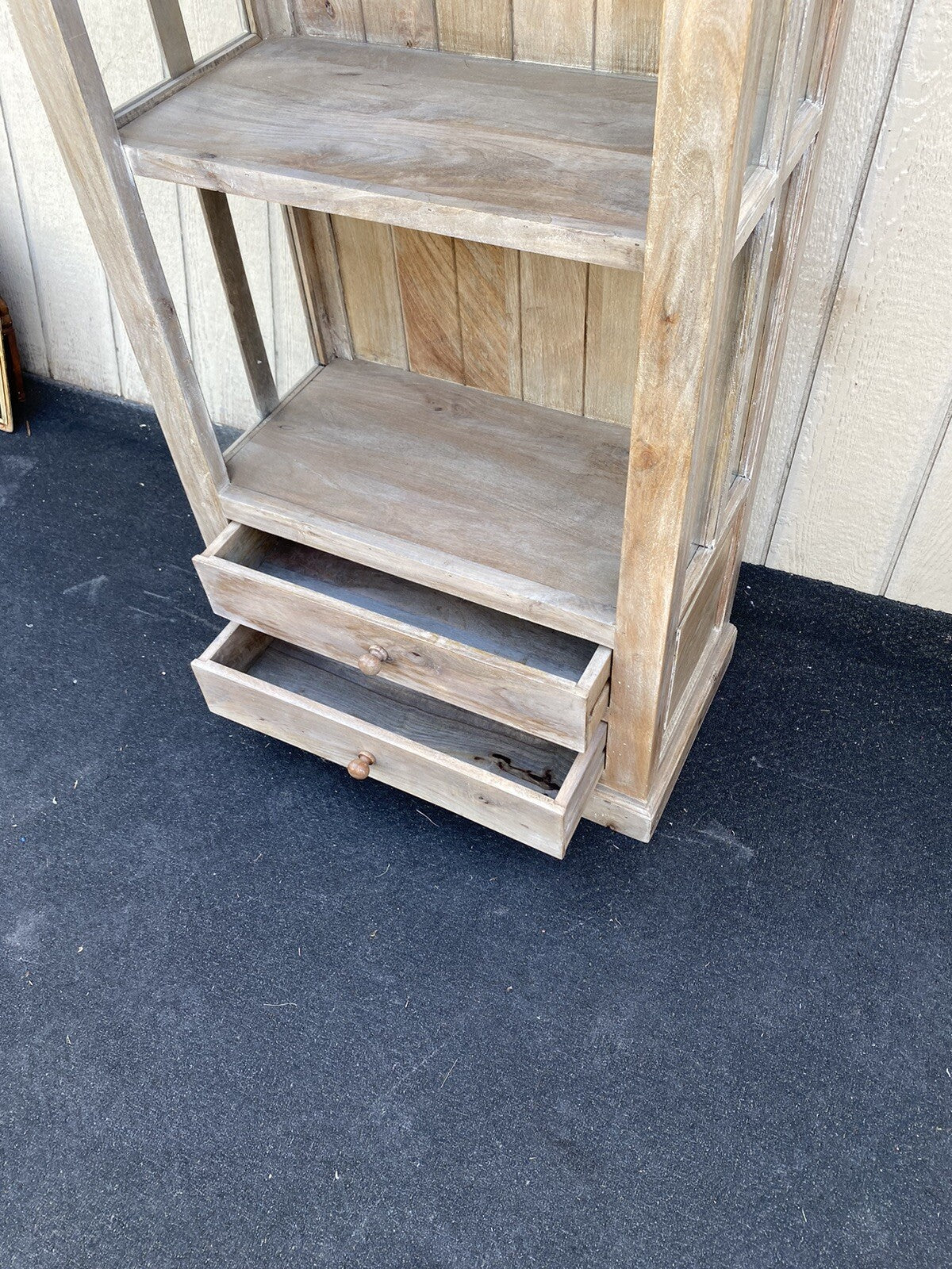 65631   Modern Rustic Bookcase Curio with Original Finish and 2 Drawers