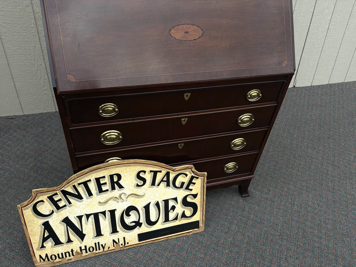 67138 JASPER Furniture Inlaid Secretary Desk w/ Bookcase Top