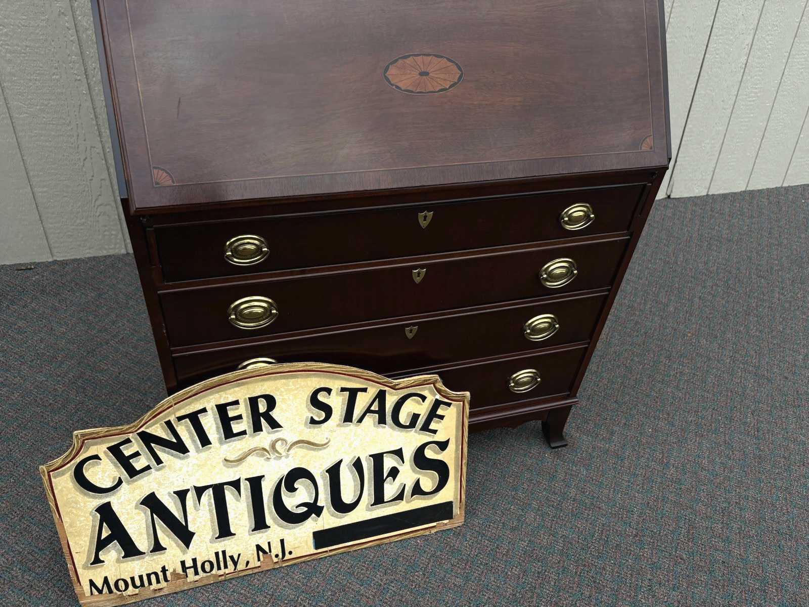 67138 JASPER Furniture Inlaid Secretary Desk w/ Bookcase Top