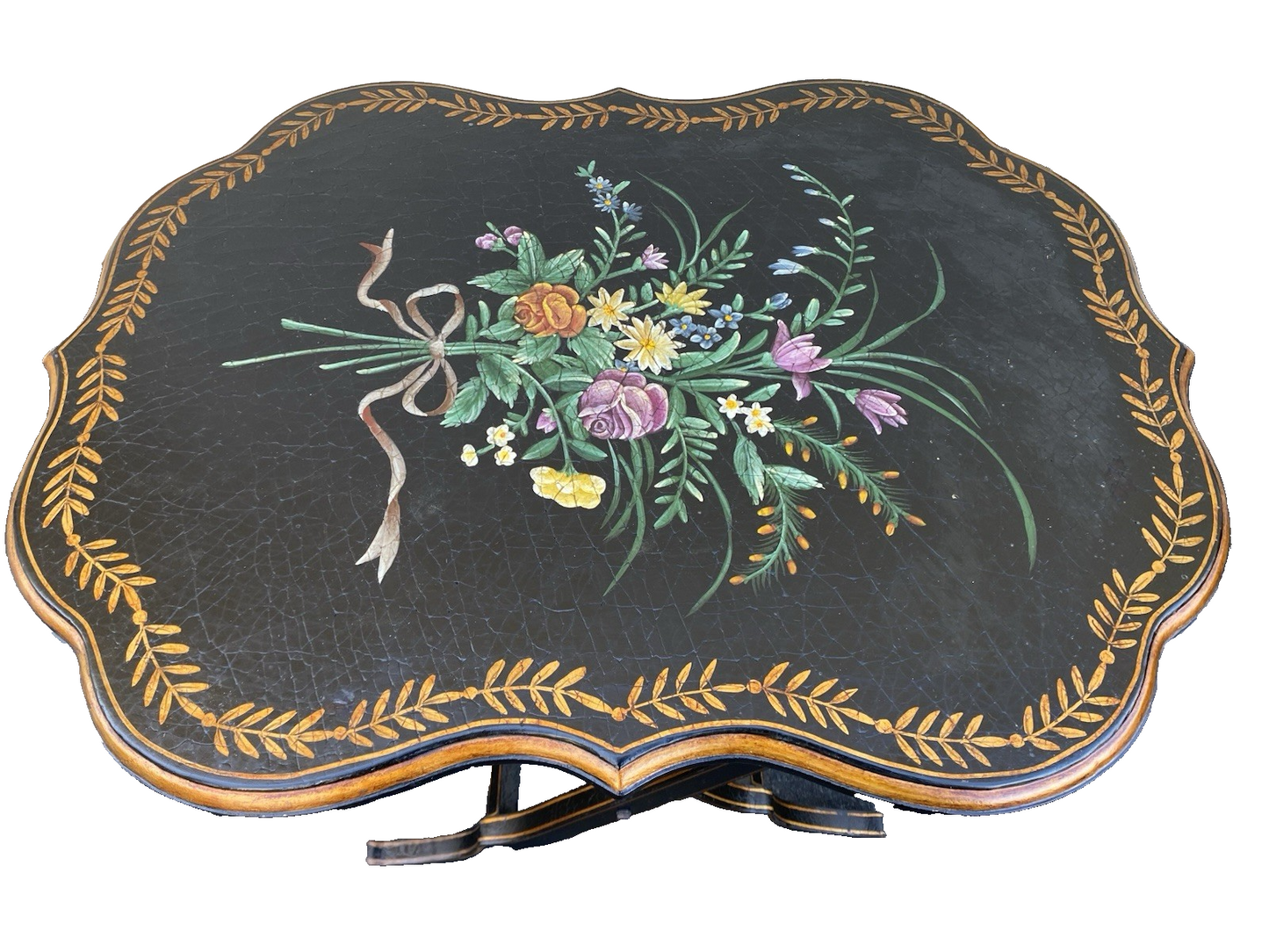 66458  Hand Made Decorator Tilt Top Table Stand   Table Top 24" x 31"W