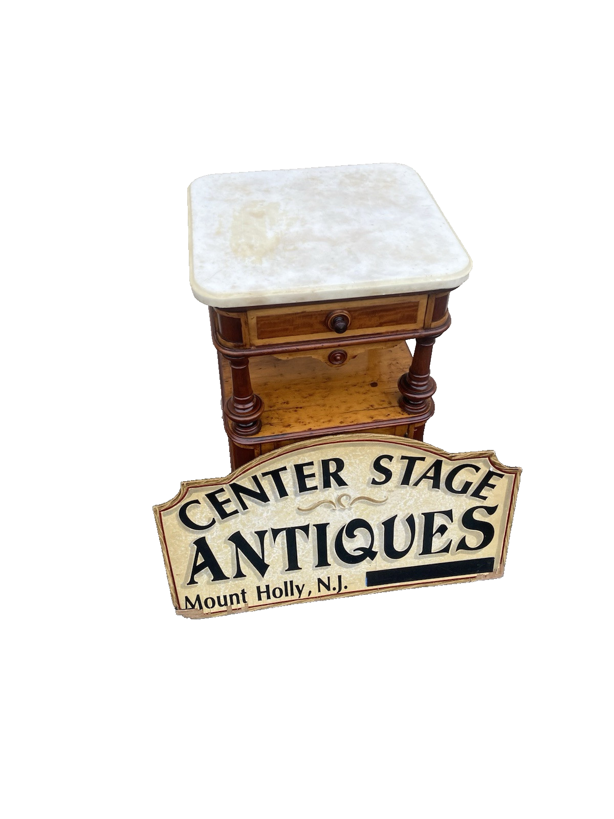 66433   Marble Top Nightstand End Table Stand