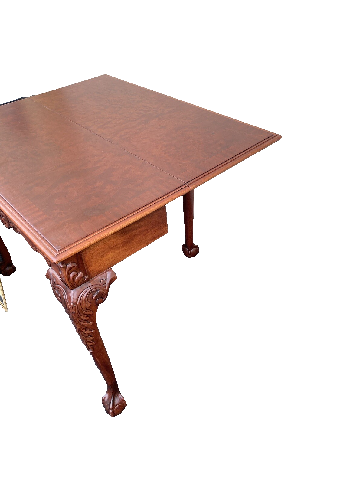 64531 Banded Mahogany  Ball And Claw Foot Carved Flip Top Game ? Dining  Table