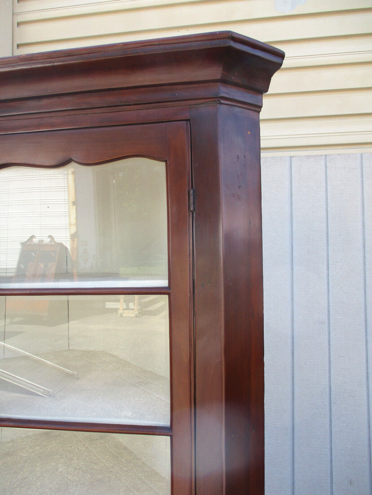 63376  Antique Primitive Pine Country  Corner China Cabinet 2 Piece