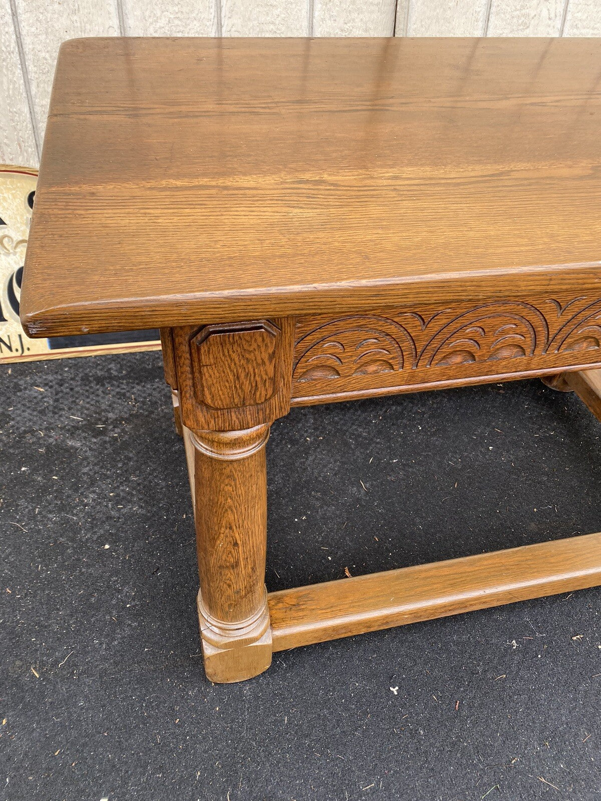 65206 Antique Custom Hand Made Oak Victorian  Console Table Desk MARSHALL FIELD