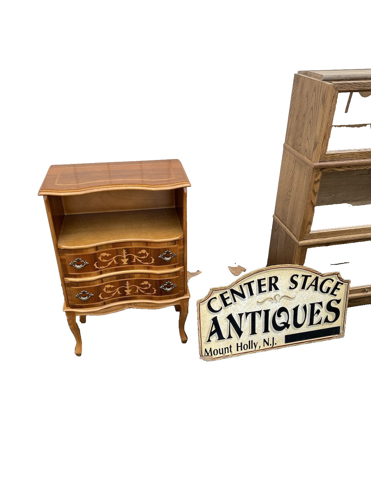 66403 Inlaid Custom Made 2 Drawer Bookcase Cabinet Nightstand