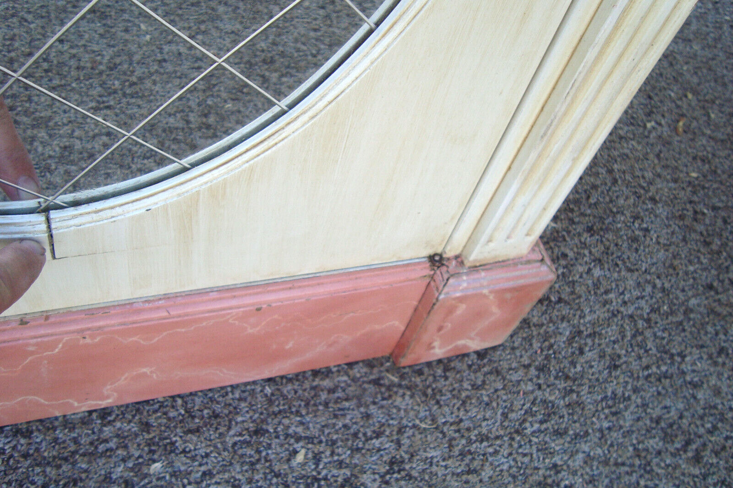 57980 Custom Faux Painted Wood Bookcase Curio Cabinet with Mirror