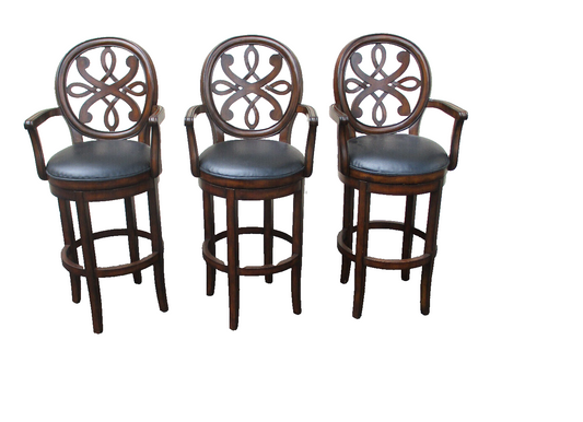 63475  Set 3  QUALITY Swivel Bar Stool Bench Kitchen  Stools KING Furniture