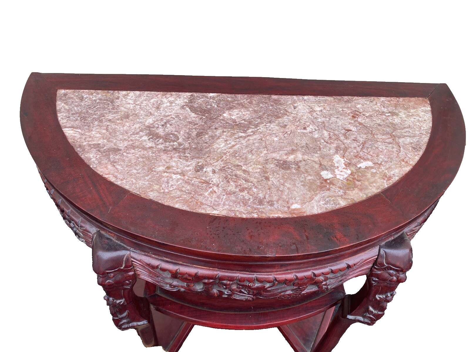 65112 Oriental Mahogany Console Table Hall  Stand w/ Marble insert