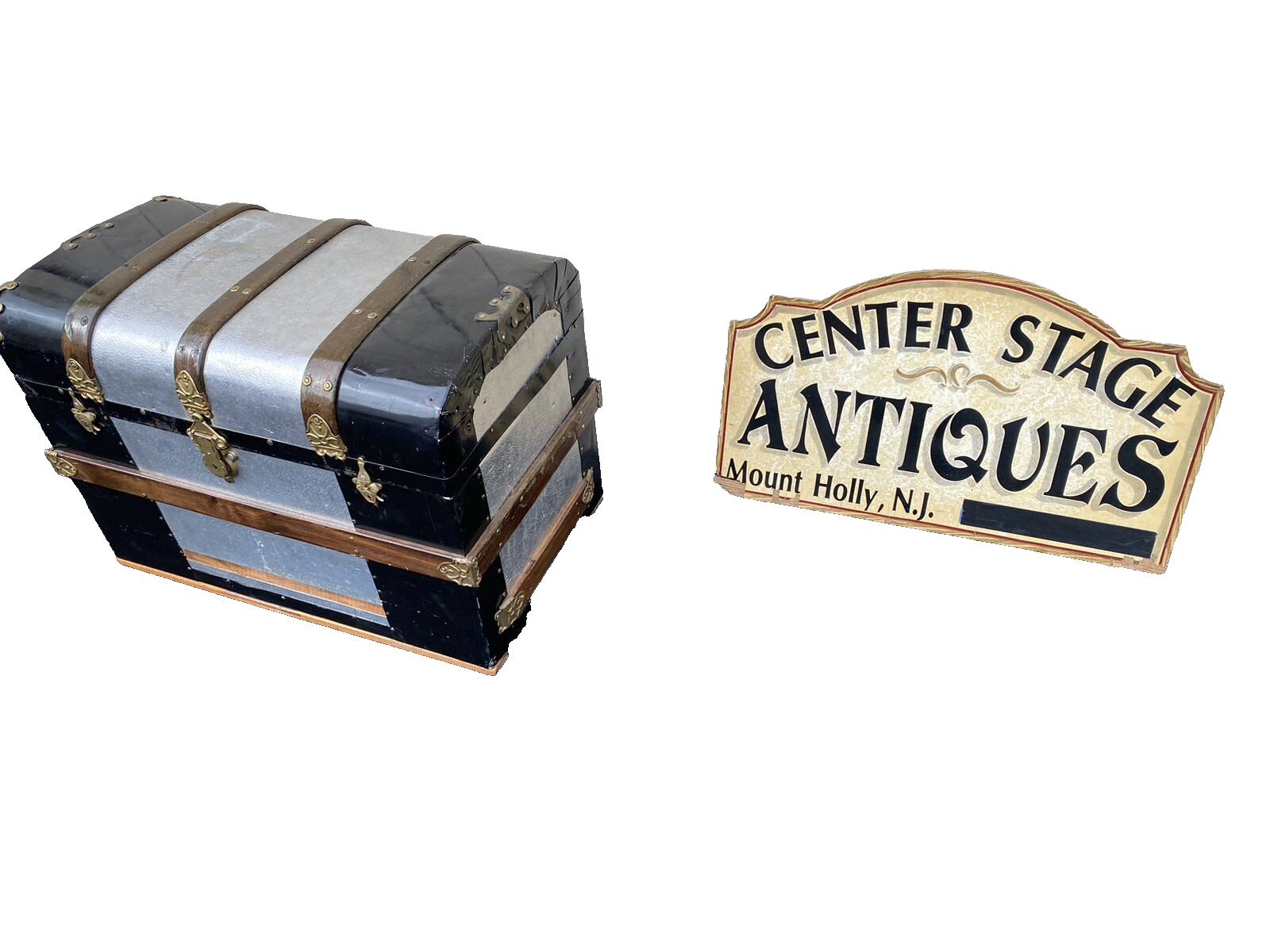 66220 Antique Dome Top Trunk Blanket Chest Storage Chest