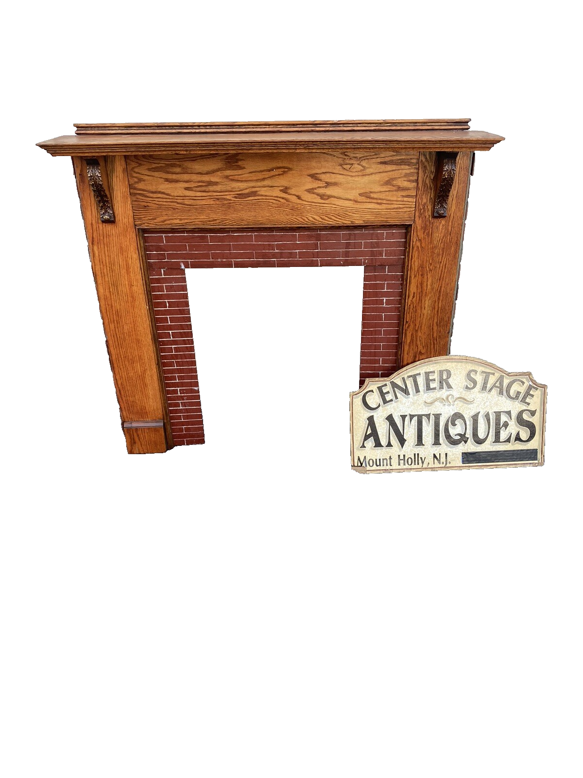 65926   Oak Fireplace Mantle with Brick Face Applied