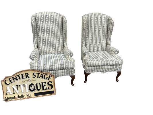 66674   Pair ETHAN ALLEN Traditional Classics Queen Anne Wing Chairs