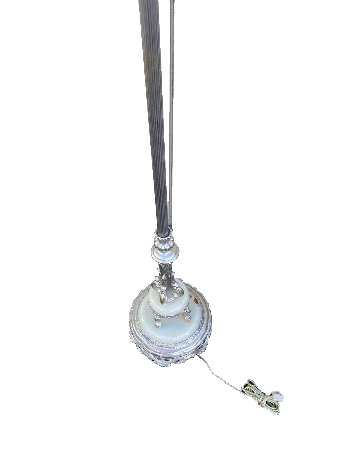 65030 Antique Torch Lamp with glass shade and onyx base