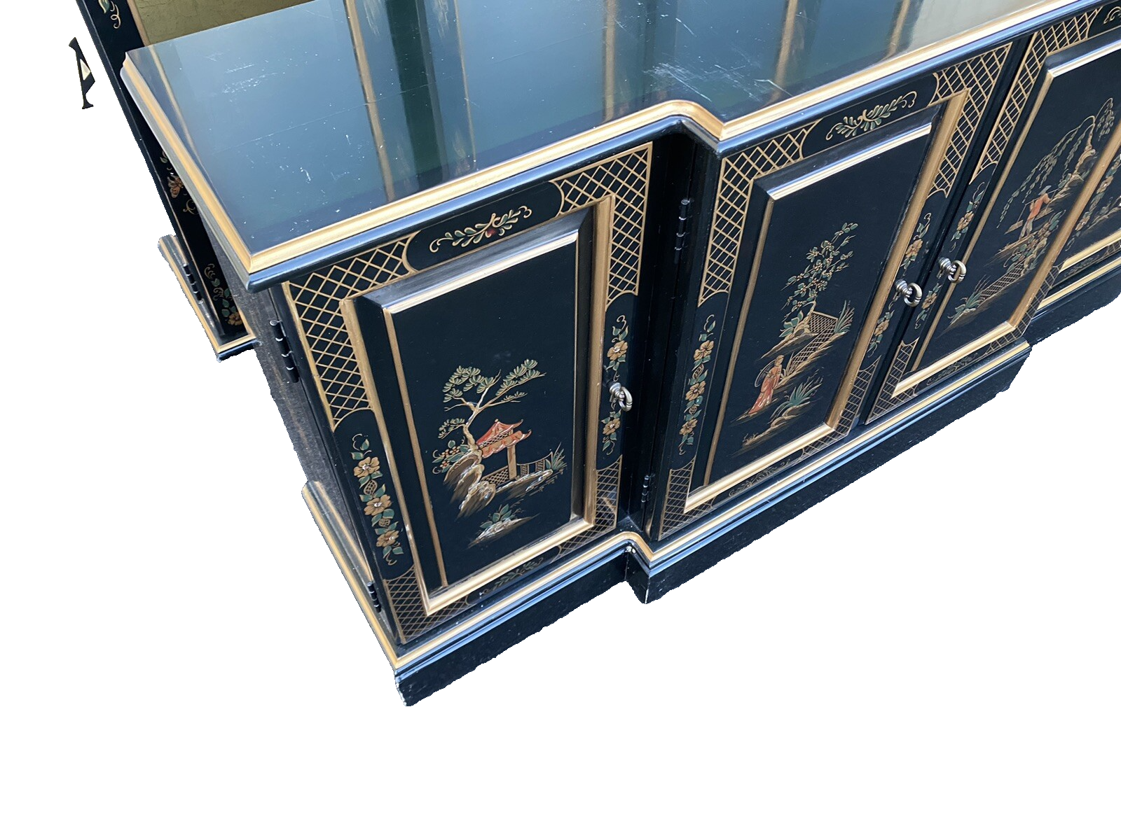 66268  ETHAN ALLEN Oriental Breakfront Curio Cabinet