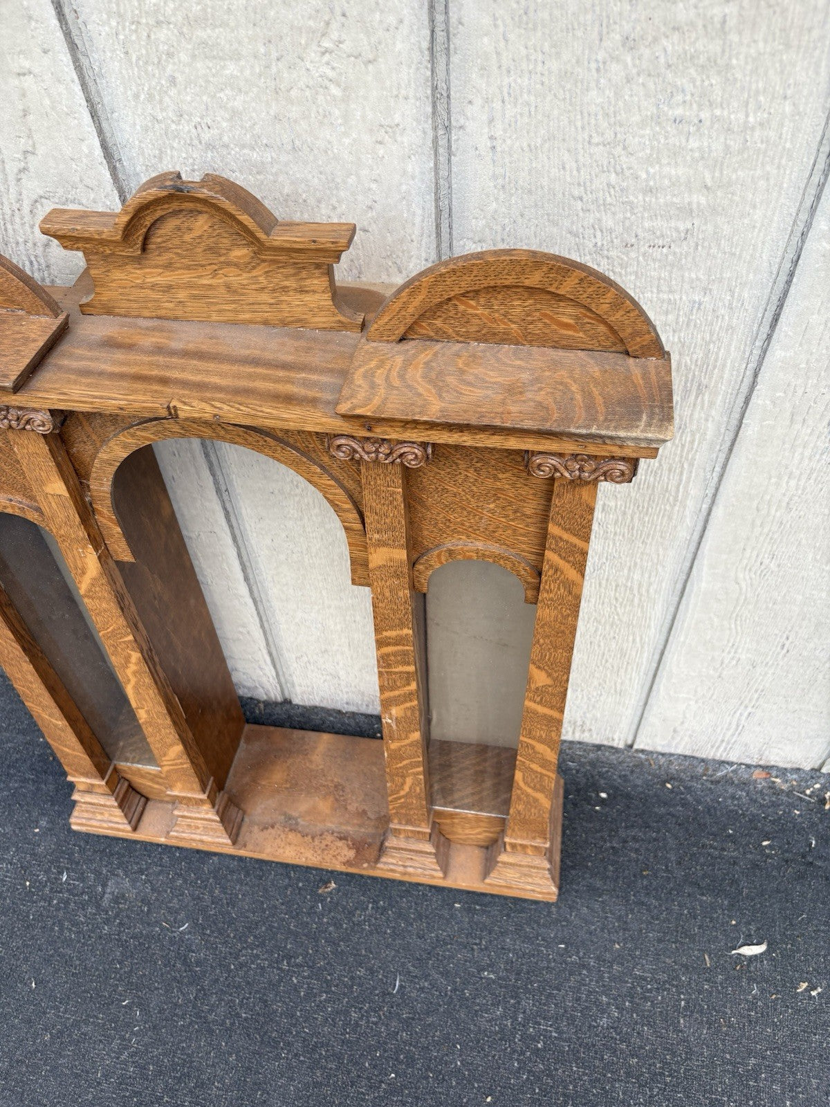 67005   Antique Oak Whatnot Wall Shelf Curio