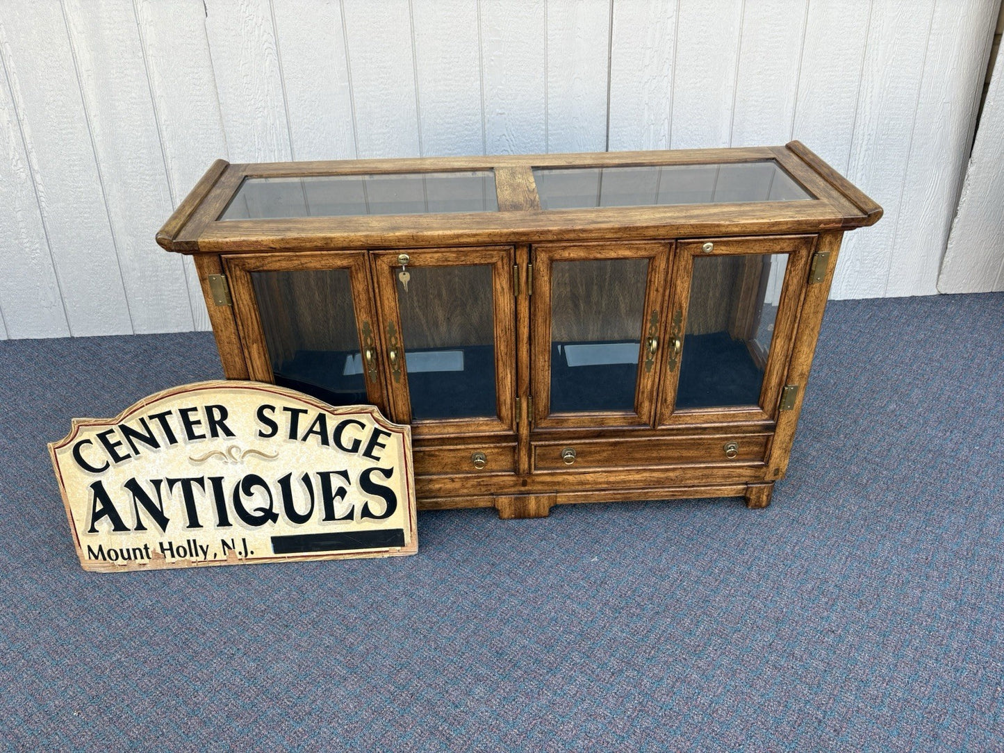 67112 American Furniture Credenza Curio with Shelf and Lights