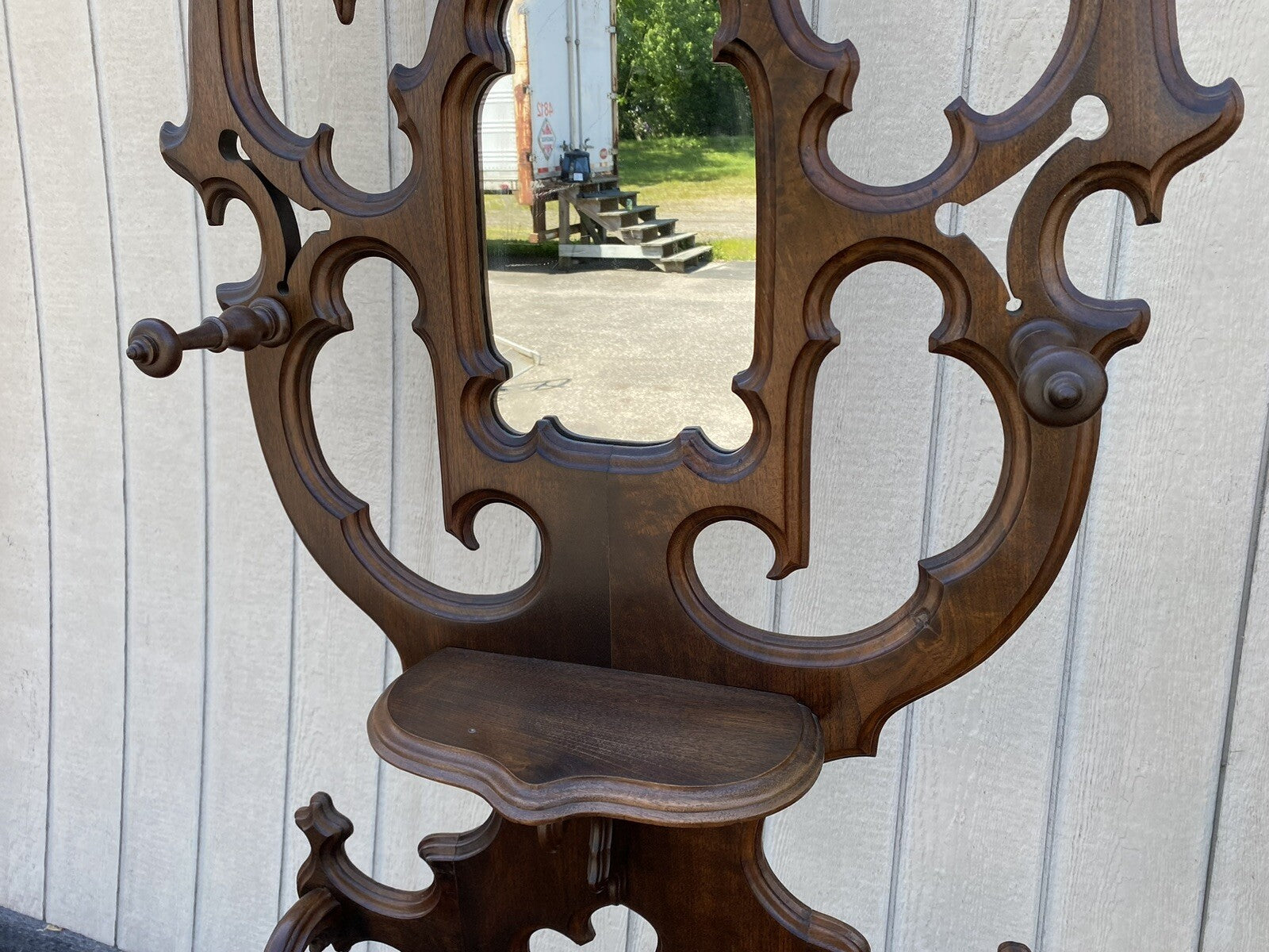 64495 Antique Gothic Victorian Hall Tree Hat Rack Umbrella Stand