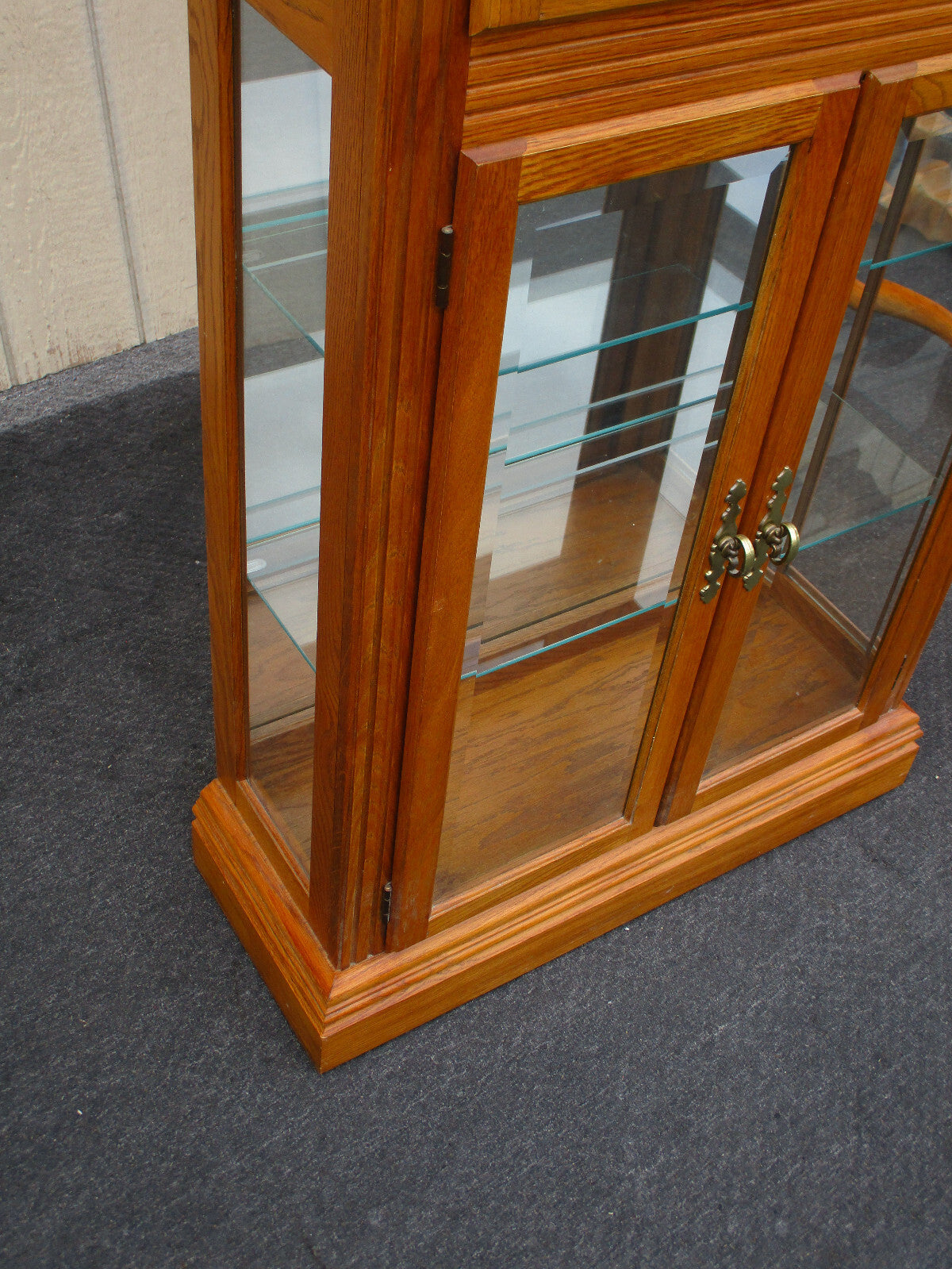 63691 Oak Curio China Cabinet With Light