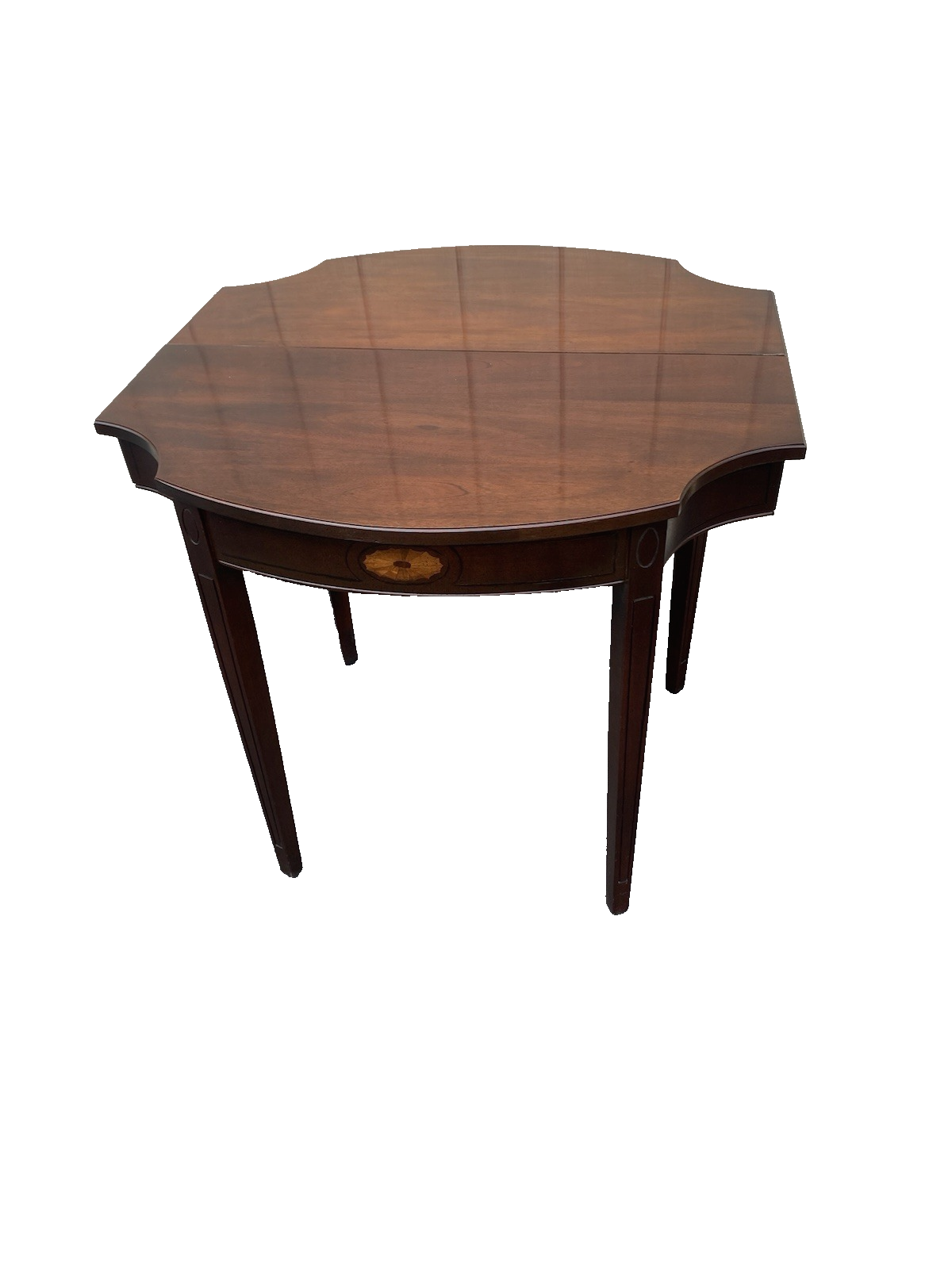 66483   Inlaid Mahogany Flip Top Game Table Stand