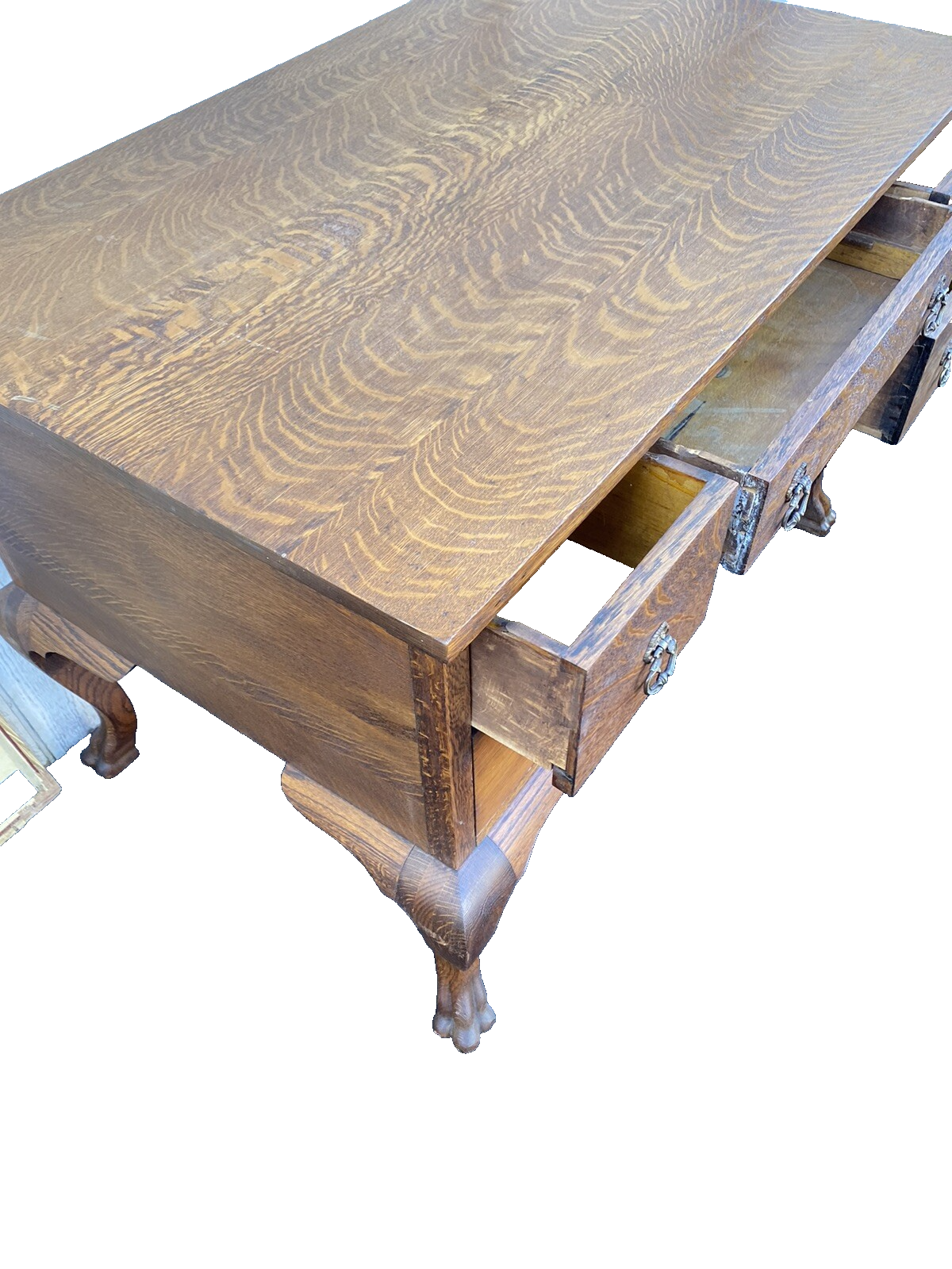 66276 Antique Victorian Oak Partners Desk