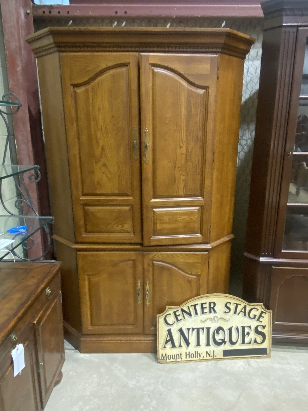 62857 Oak Corner Cabinet Television Stand Entertainment Cabinet