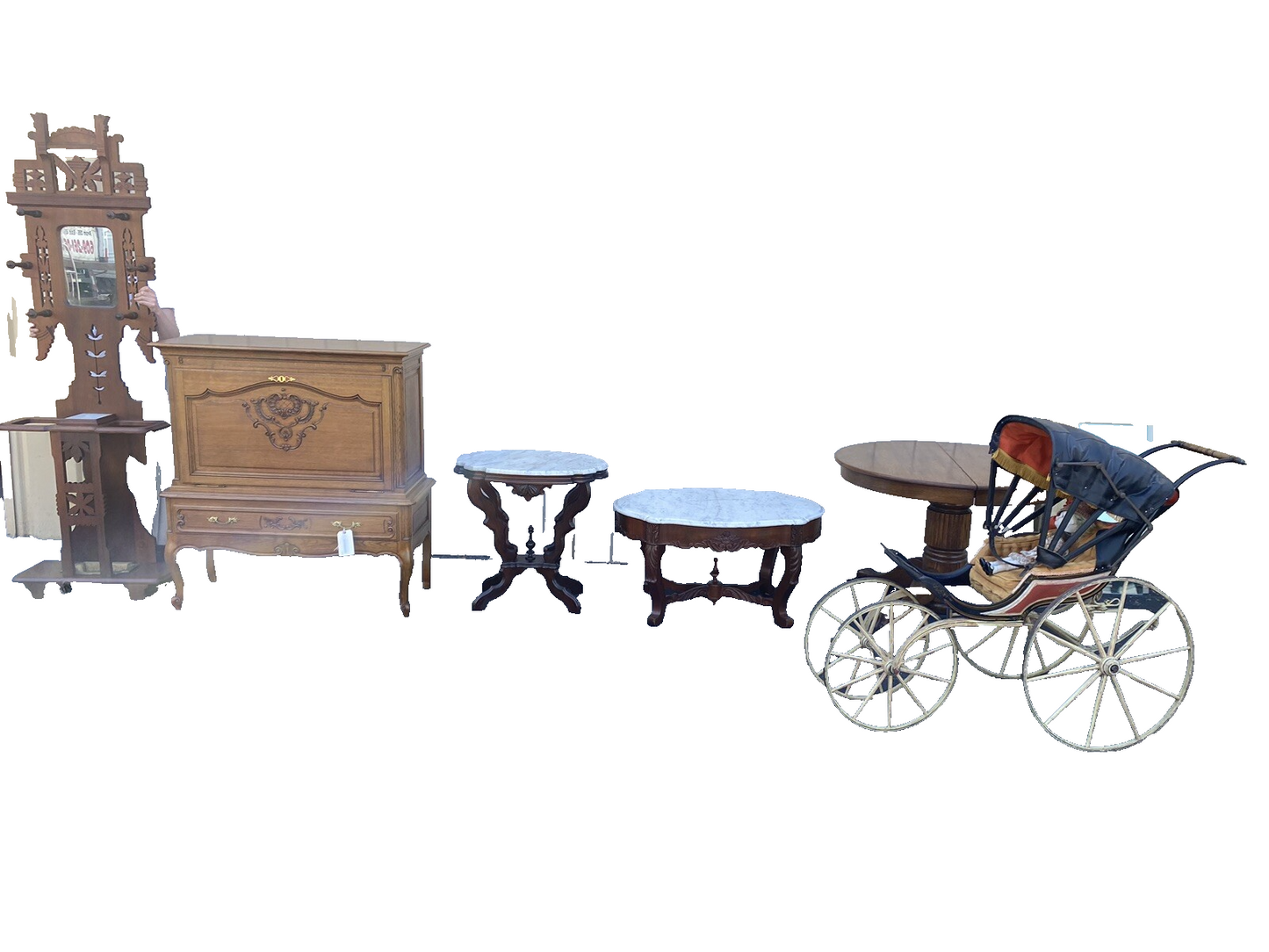 65400   RARE Antique AMISH Baby Buggy Stroller Has Hand Painted Stenciled Design